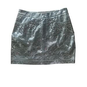 Lizette collection metallic silver skirt embroidered rhinestone. Size-S